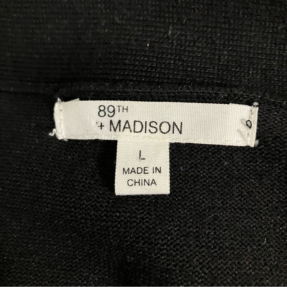 89th + Madison Black Open Front Long Cardigan Size Large - Picture 4 of 8
